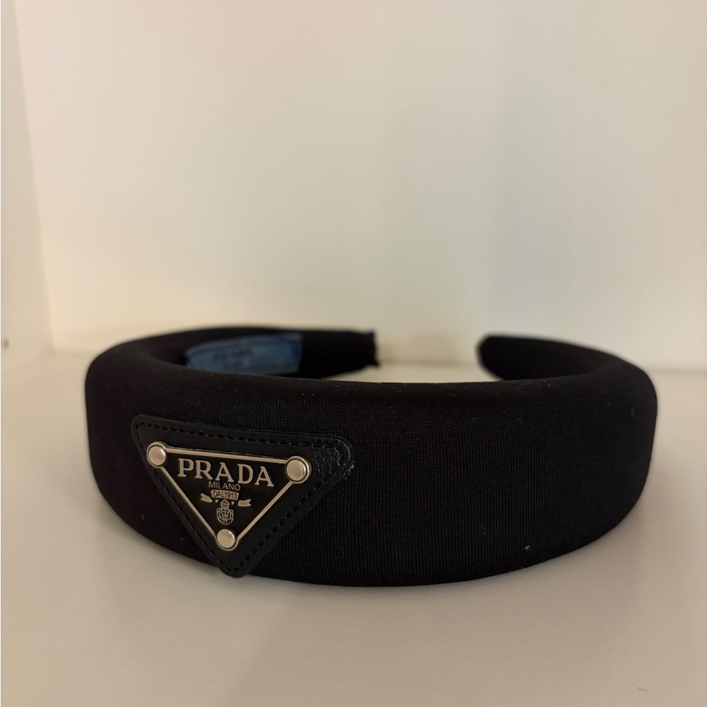 Prada Re-Nylon black logo chunky headband